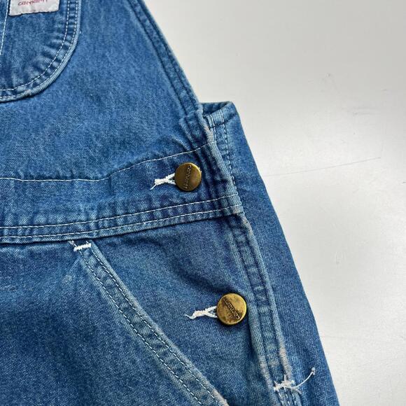 Carhartt Denim Bib Overalls 36x30 Blue Workwear Dungarees Made in Nicaragua - Picture 13 of 14